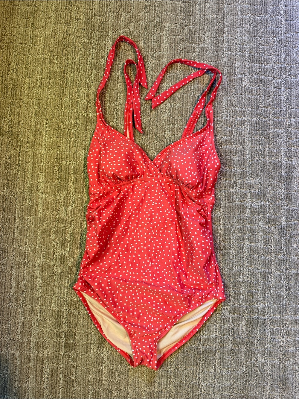 Isabel Maternity Orange White Polka Dot One-Piece Swimsuit